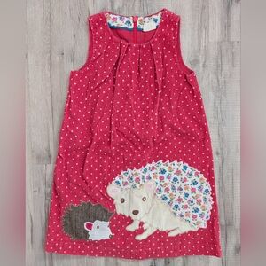 Mini Boden Pink Sleeveless Pinefore Dress with Hedgehog Applique, 7-8Y (V4)